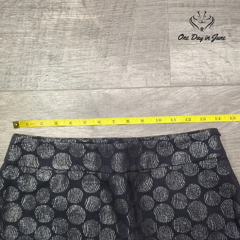 Madison Skirt Womens Black Silver Metallic Polka Dot A-Line Mini Party Size 4
